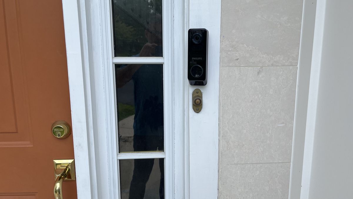 Philips 7000 Series Video Doorbell installed by door