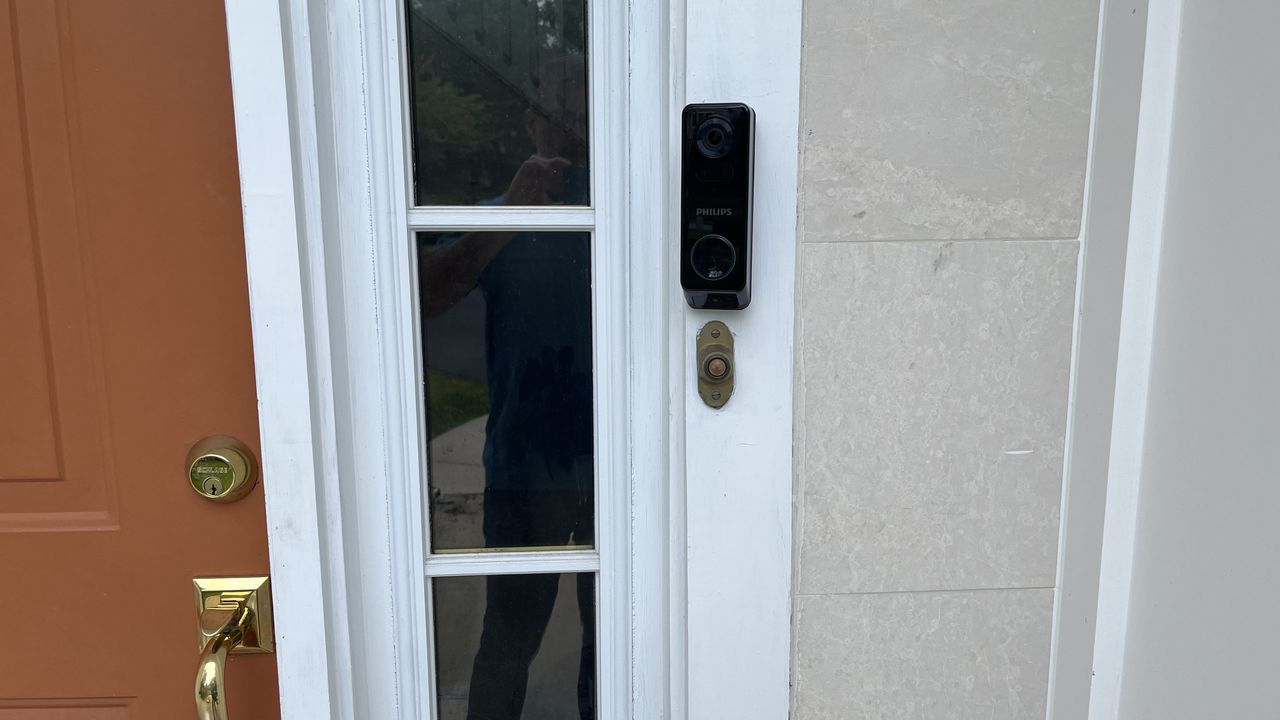 Philips 7000 Series Video Doorbell installed by door