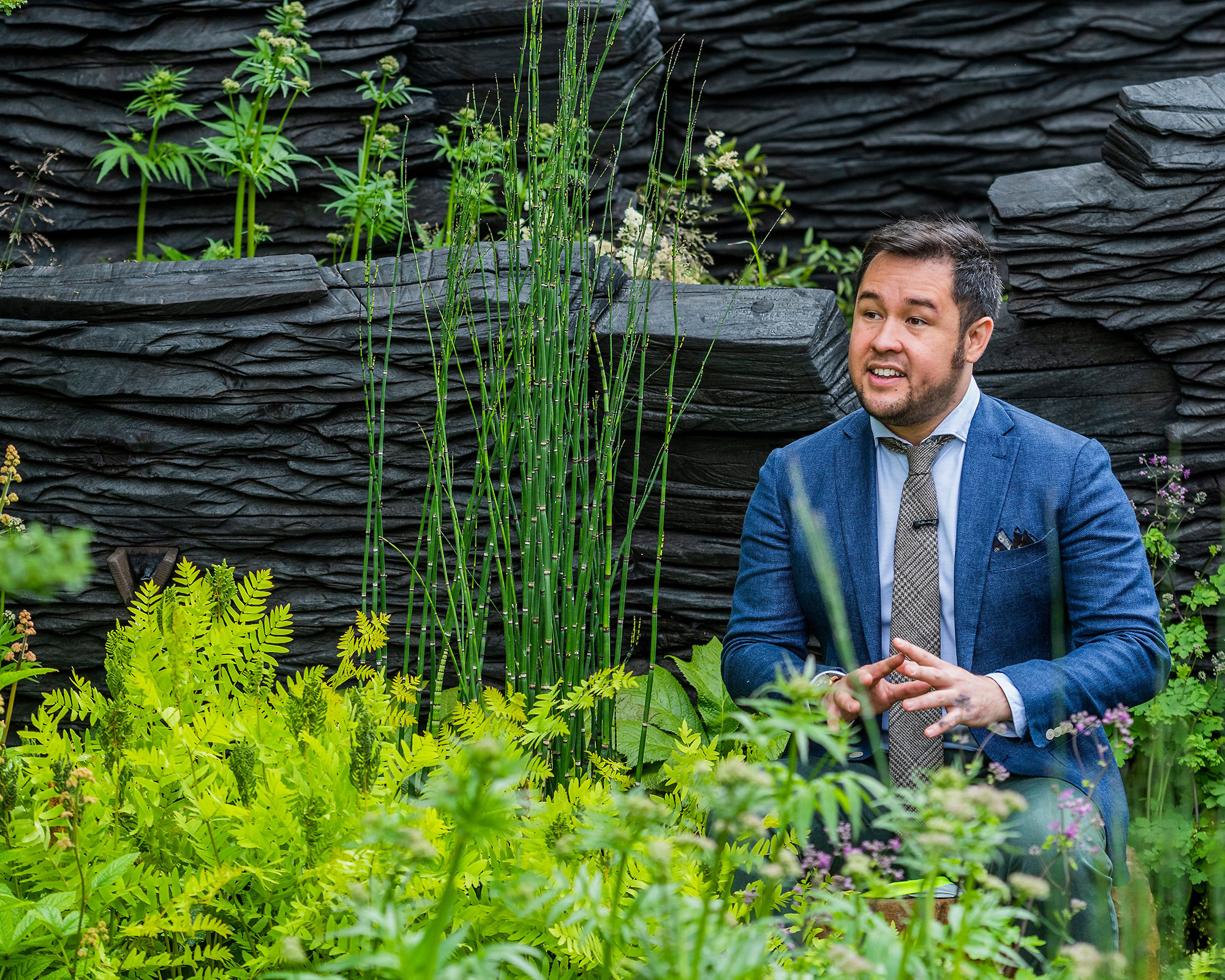 Gardener James Wong at the Chelsea Flower Show in 2019