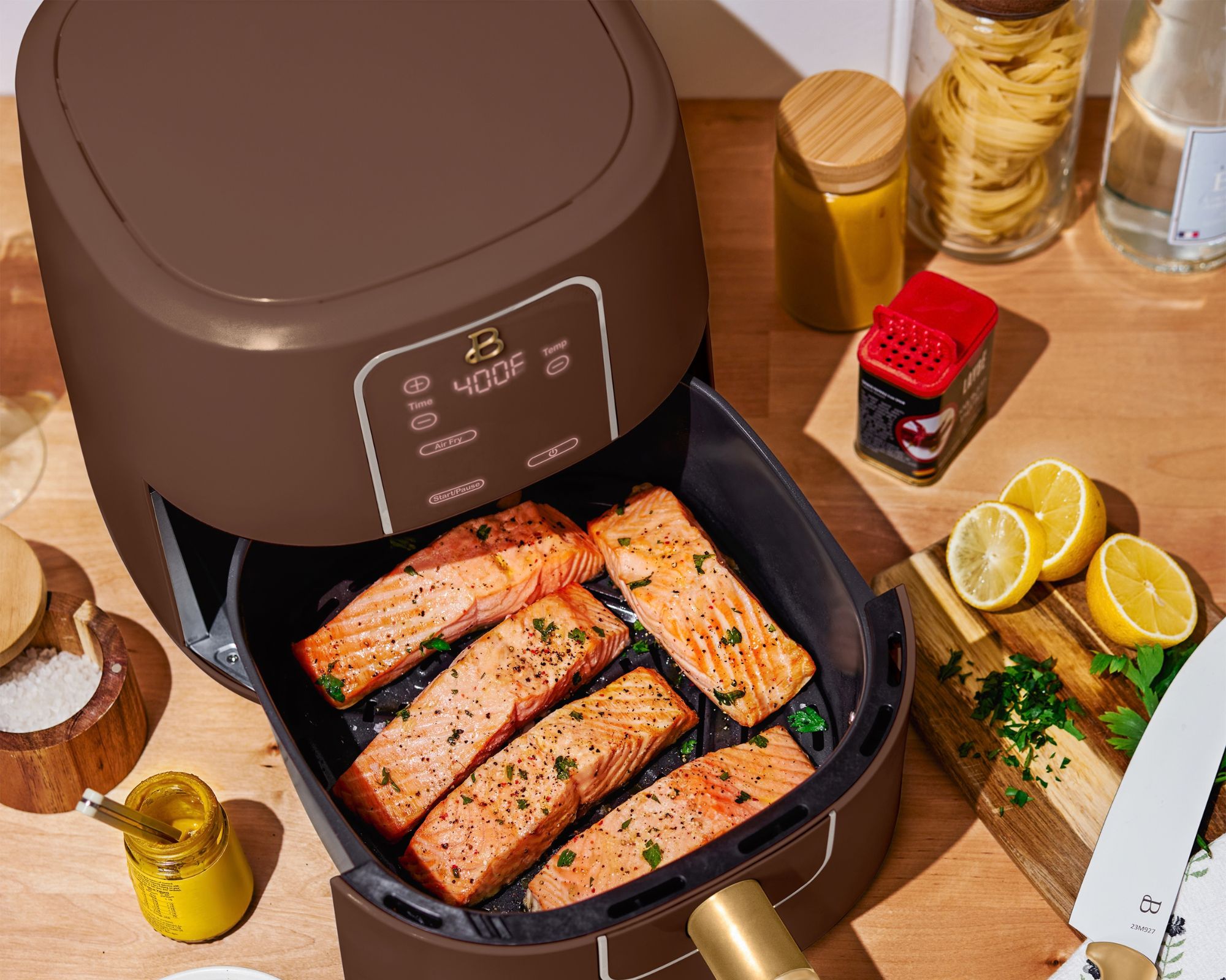 drew barrymore airfryer in chocolate brown