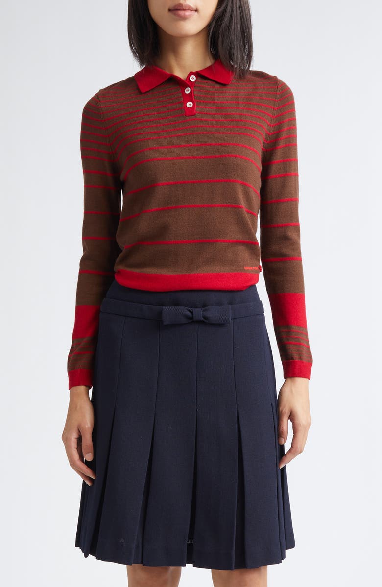Stripe Wool Blend Polo