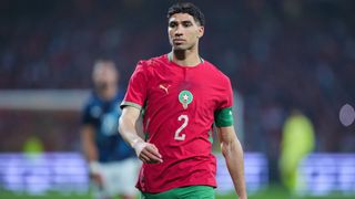 Achraf Hakimi playing for Morocco against Paraguay ahead of the 2026 World Cup