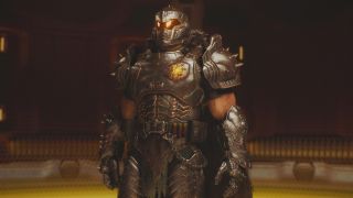 Doom: The Dark Ages Chapter 12 secrets - The Doom Slayer standing with hid arms by his side, looking up slightly.
