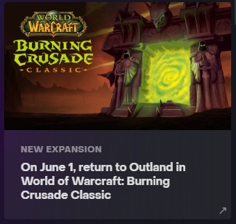 Screenshot Of A Battle.net Ad Showing June 1 As The Burning Crusade Classic Release Date