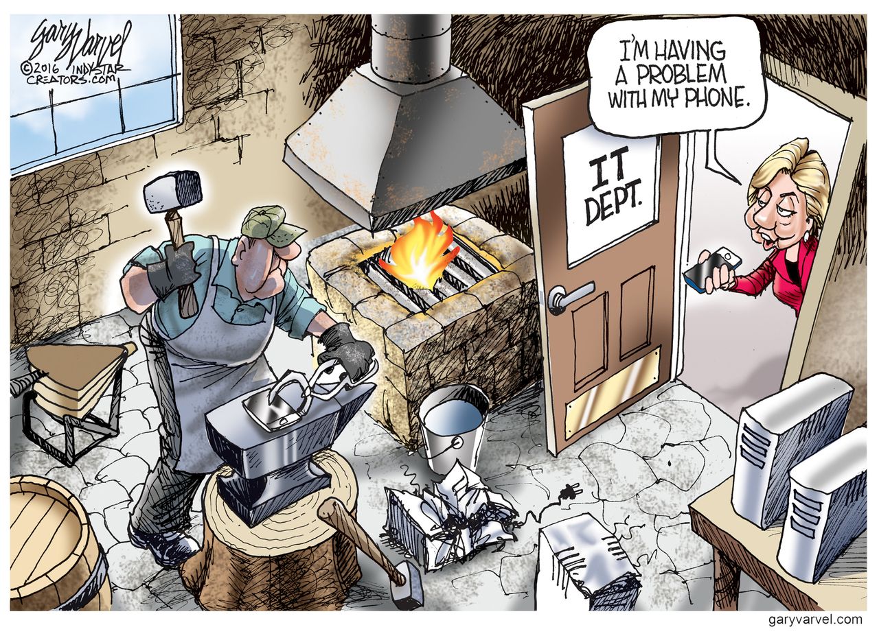 Political cartoon U.S. Hillary Clinton IT department