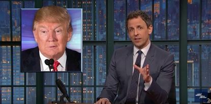 Seth Meyers looks a the subdued Donald Trump