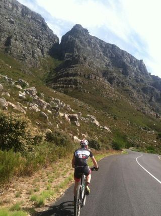 Justin Lindine riding under the 12 Apostles