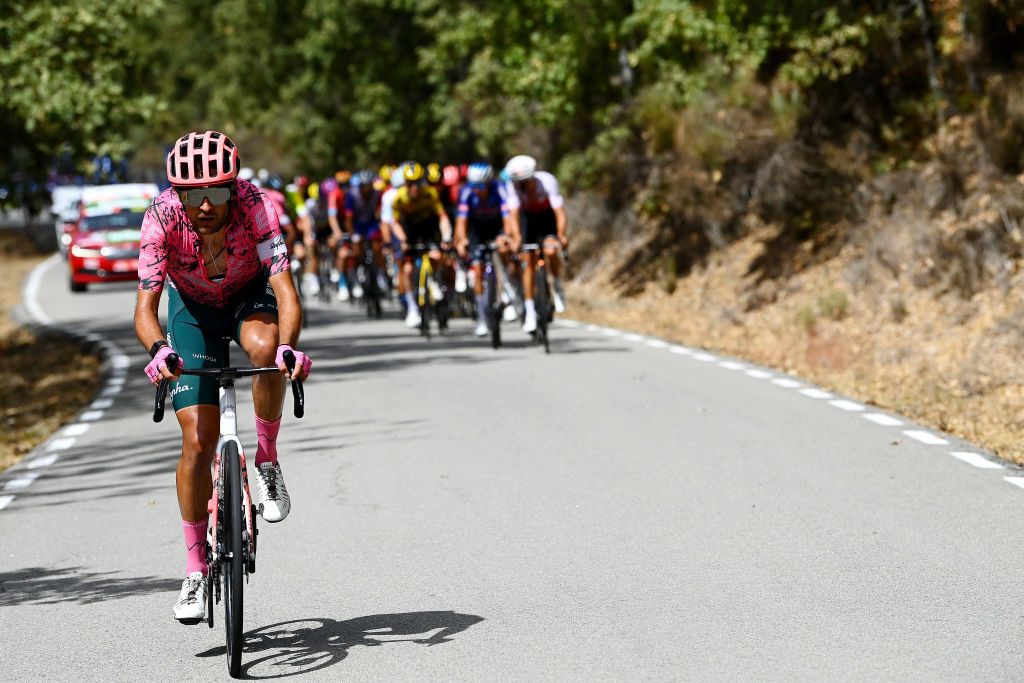 ALTO DEL PIORNAL SPAIN SEPTEMBER 08 James Callum Shaw of United Kingdom and Team EF Education Easypost attacks during the 77th Tour of Spain 2022 Stage 18 a 192km stage from Trujillo to Alto del Piornal 1163m LaVuelta22 WorldTour on September 08 2022 in Alto del Piornal Caceres Spain Photo by Tim de WaeleGetty Images