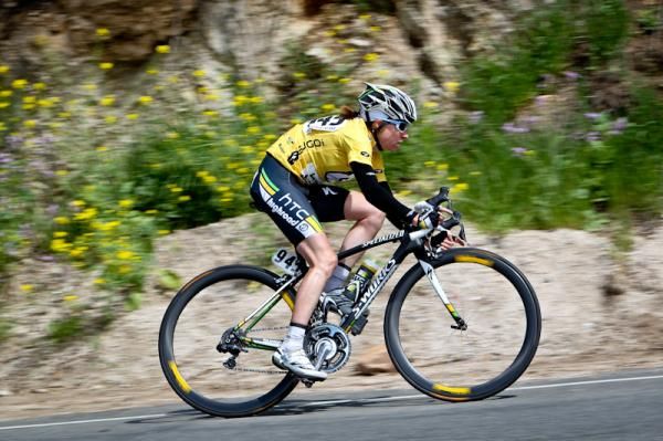 Amber Neben (HTC-Highroad) on the decent.