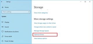 Windows 10 optimize drives option