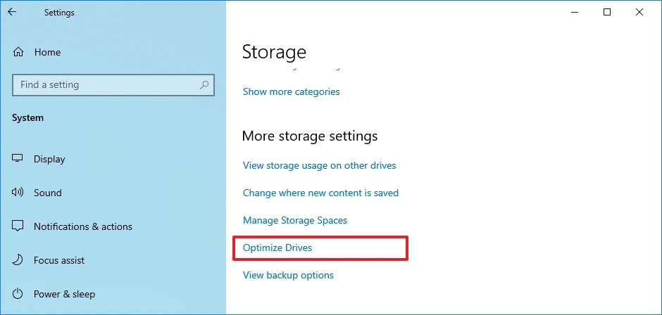 Windows 10 optimize drives option