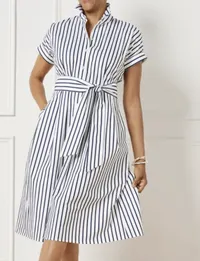FIT &amp; FLARE DRESS - NAUTICAL STRIPE, $139 (£111) |Talbots
