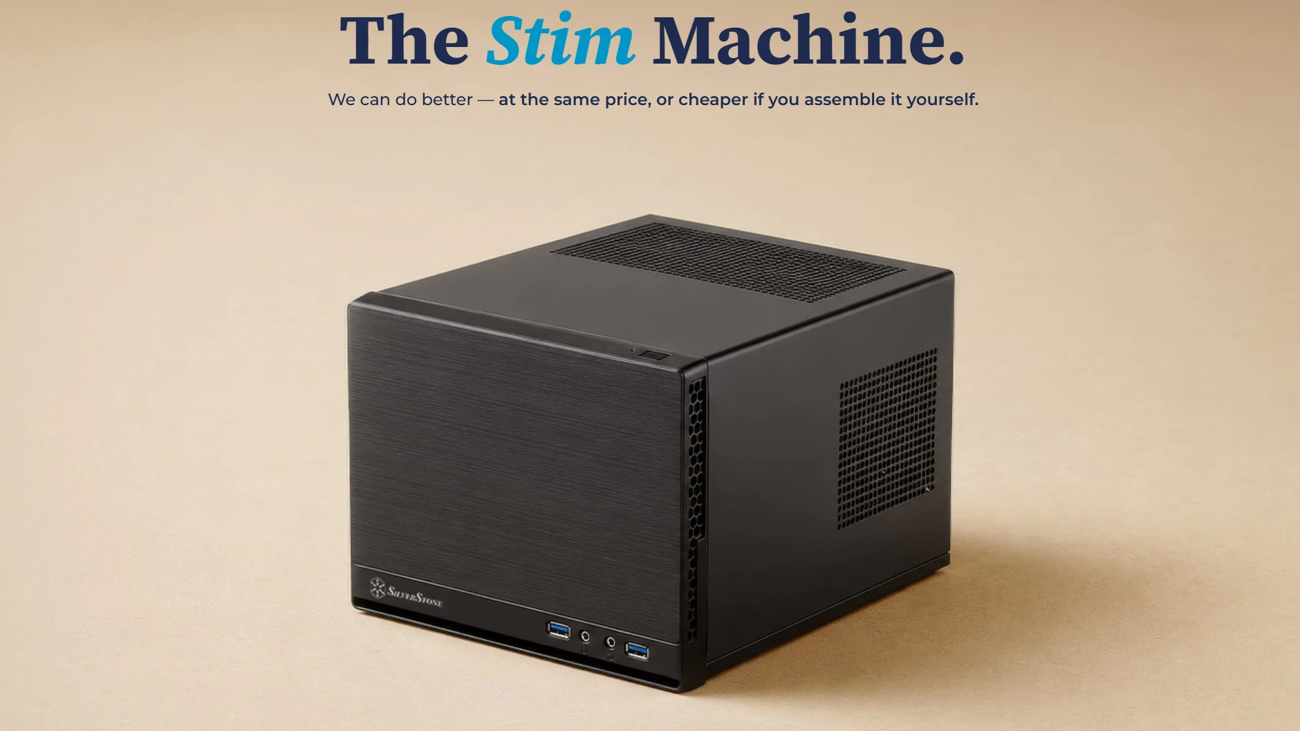 LDLC Stim Machine advert showing the PC against a beige background