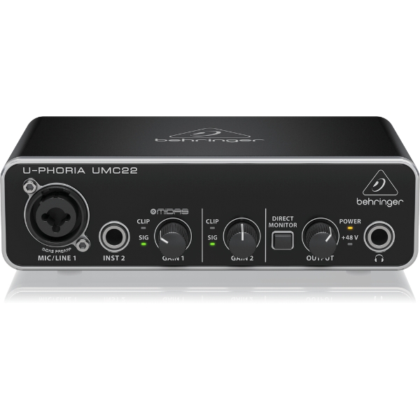 A Behringer U-Phoria UMC22 audio interface