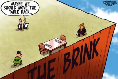 Political cartoon U.S. Trump Kim Jong Un North Korea negotiations