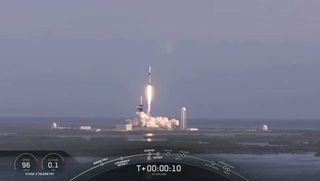 A SpaceX Falcon 9 rocket launches 60 of the company's Starlink internet satellites for a growing constellation from Pad 39A of NASA's Kennedy Space Center in Cape Canaveral, Florida on March 18, 2020.