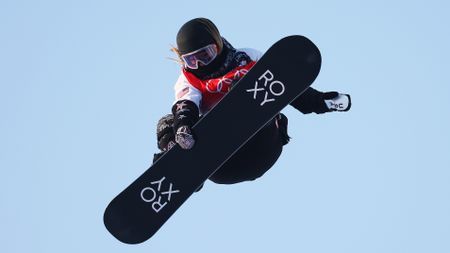 Chloe Kim of Team United States performs a trick in practice ahead of the Women's Snowboard Halfpipe Final on Day 6 of the Beijing 2022 Winter Olympics at Genting Snow Park on February 10, 2022 in Zhangjiakou, China.