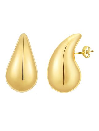 Apsvo Earring Dupes Chunky Gold Hoop Earrings for Women, Tear Drop Dangle Earrings, Teardrop Lightweight Water Drop Earrings Fashion Trendy Hypoallergenic Jewelry