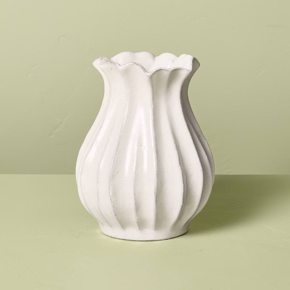 Fluted ceramic vase