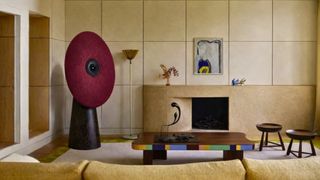 Oben Jovian speaker in the corner of a living room