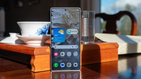 An AI generated wallpaper on the home screen of a Samsung Galaxy S25 Ultra