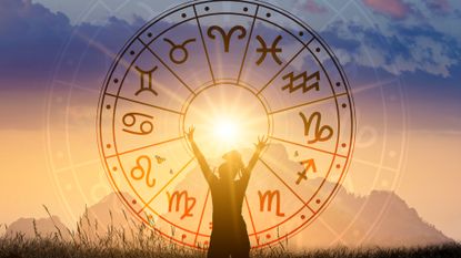 Gemini season 2022: Zodiac signs inside of horoscope circle astrology and horoscopes concept - stock photo