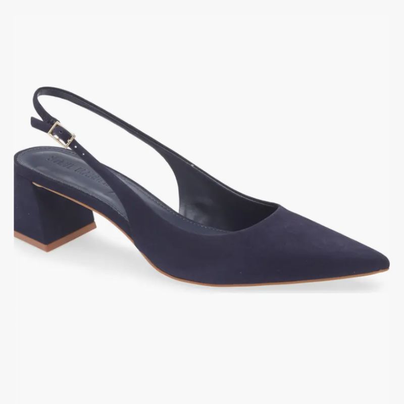 navy slingback heel