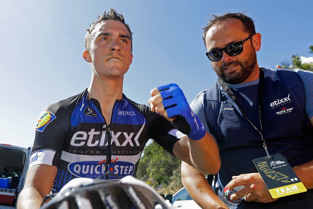 Julian Alaphilippe (Etixx-Quick-Step) pumps his fist after the win