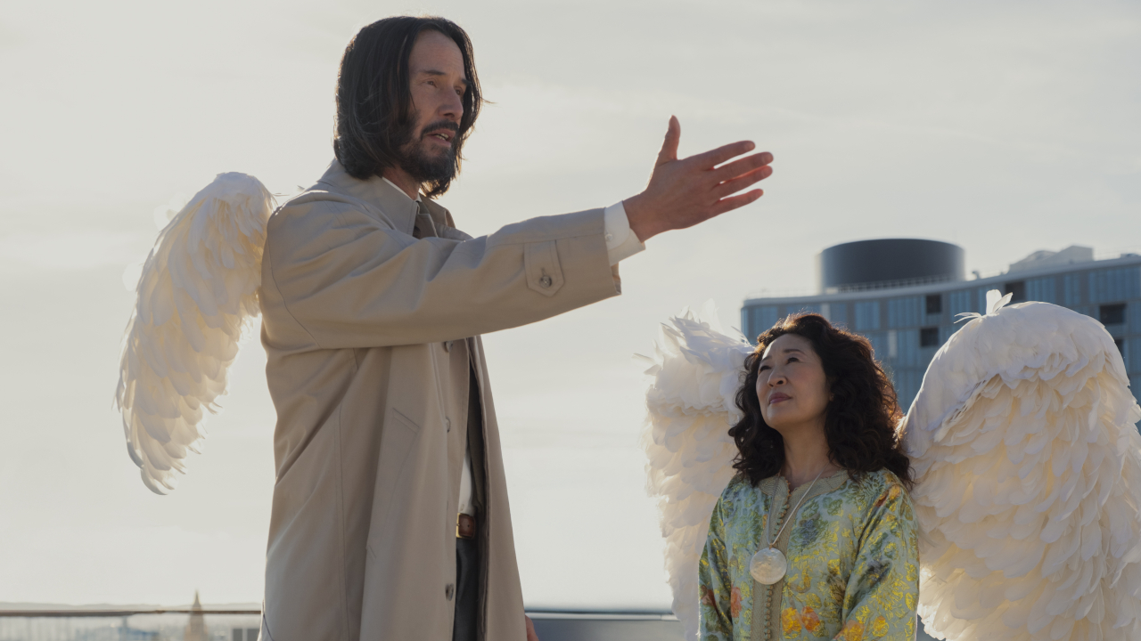 Gabriel (Keanu Reeves) speaks with Martha (Sandra Oh) in Good Fortune.