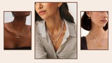 three models t-bar necklaces