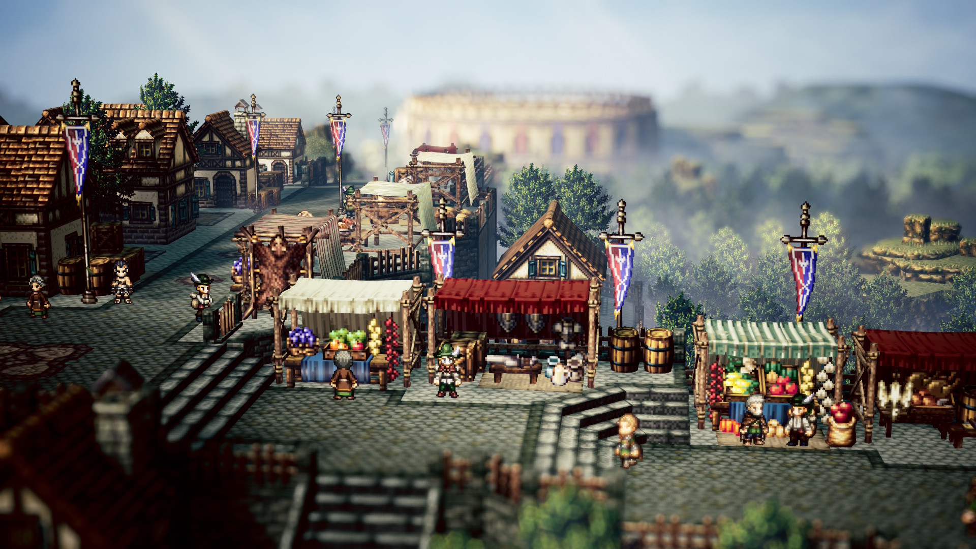 Octopath Traveller 0 looking at a battle arena