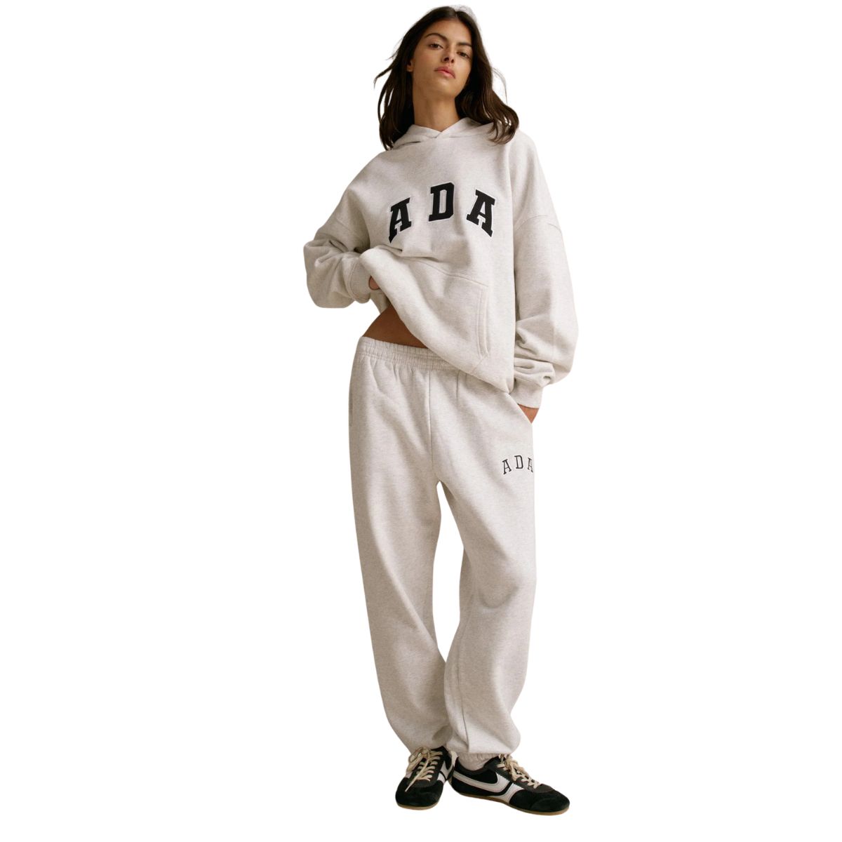 woman wearing adanola hoodie and joggers