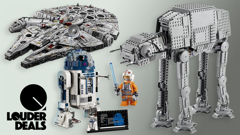 An image showing a variety of Lego Star Wars models along with a &quot;Louder deals&quot; badge.