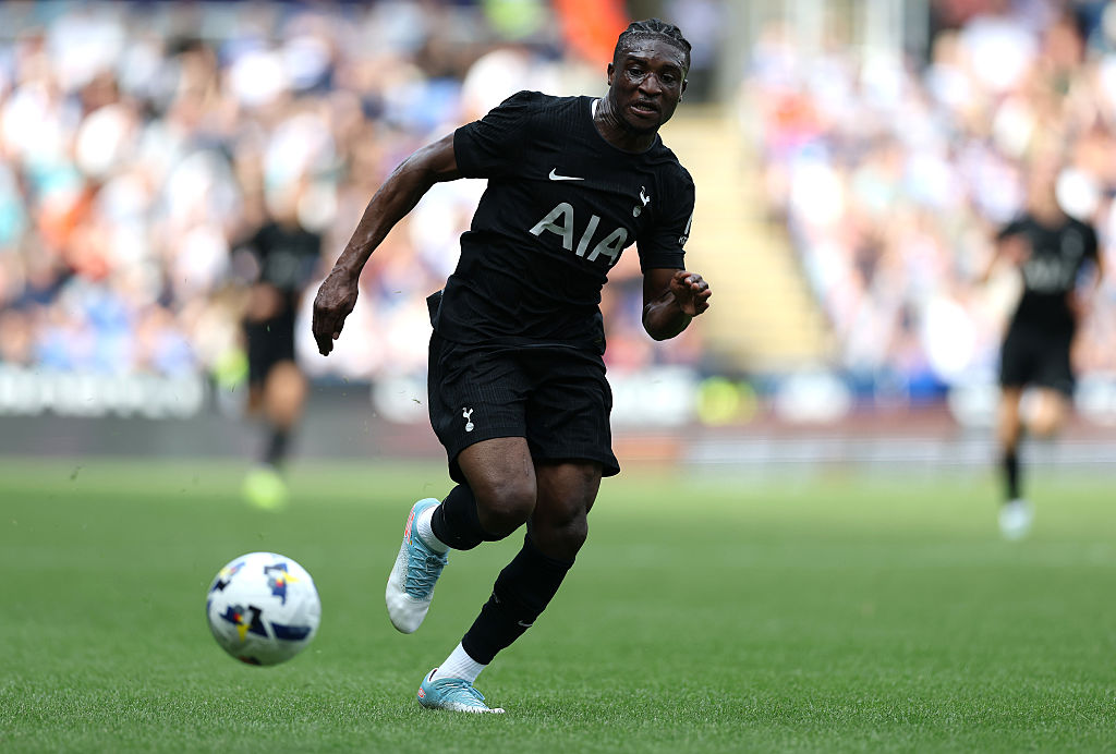 Mohammed Kudus of Tottenham Hotspur controls the ball during the pre-season friendly match between Reading and Tottenham Hotspur at Select Car Leasing Stadium on July 19, 2025 in Reading, England.