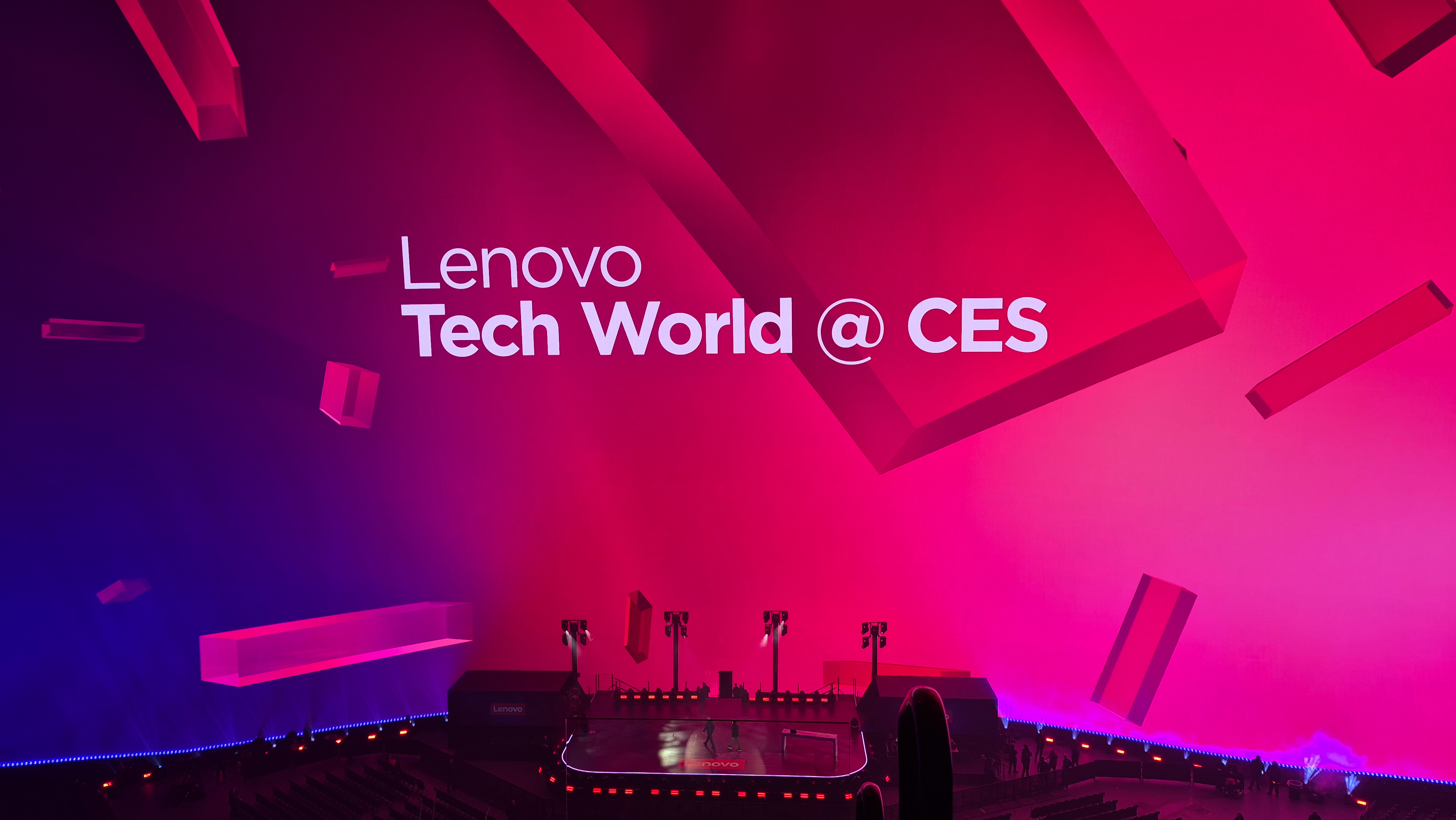 Lenovo Tech World logo on the display inside the Sphere