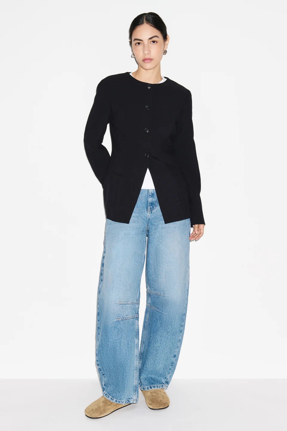 Aligne, Mid-Rise Rigid Barrel Jean