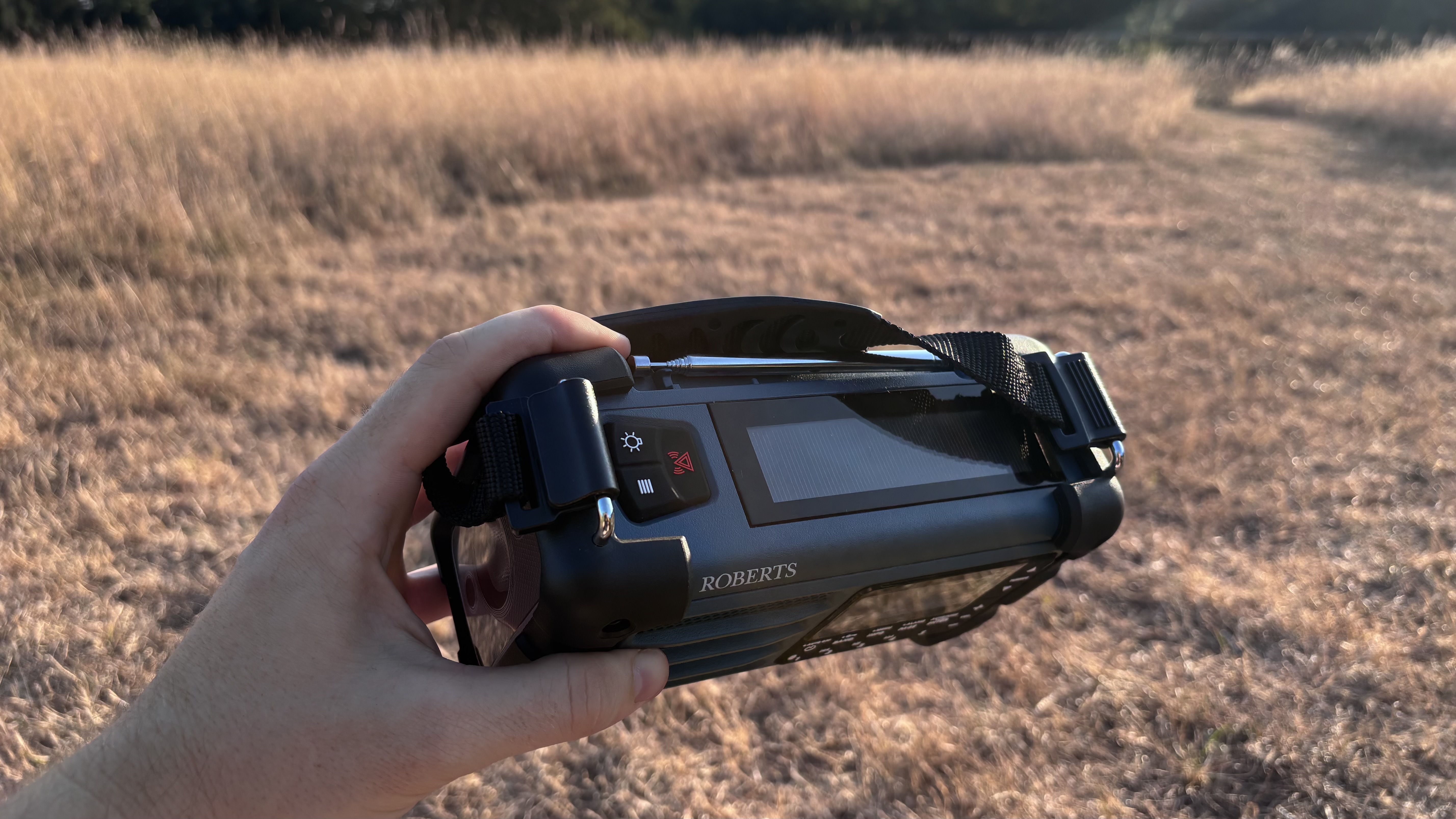 Roberts SolarDAB 99 solar panel side in field