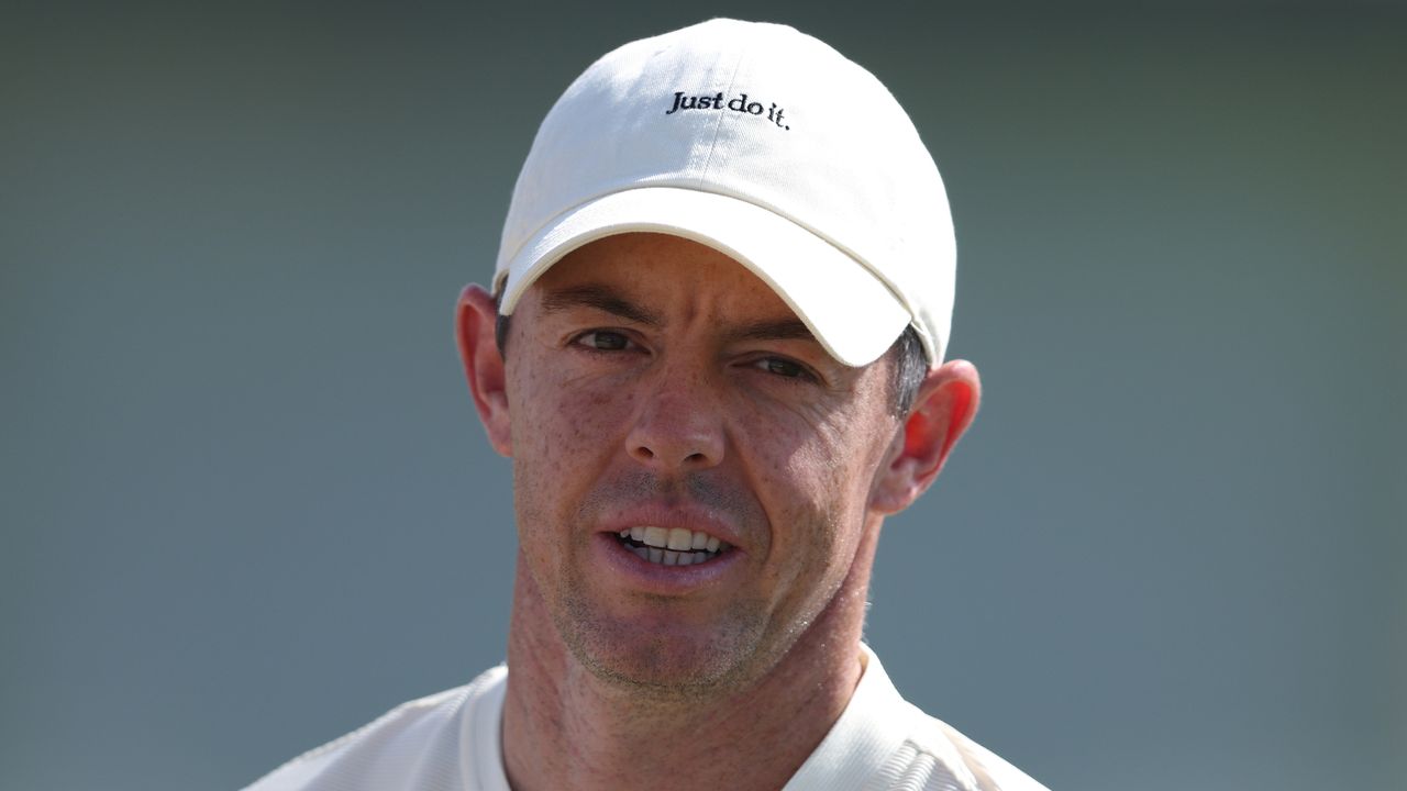 Rory McIlroy during a practice round before the 2024 Dubai Invitational