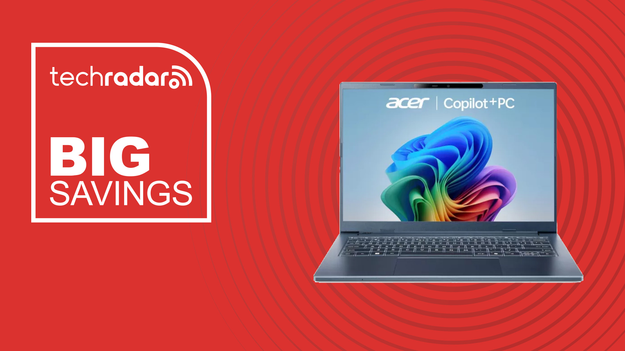 Acer Aspire 14 on a red background