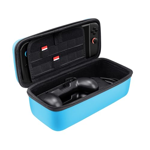 Gxtrust 1252b Xl Case for Nintendo Switch 2, Anti-Scratch Protective Hardcase With Shockproof Design, Carry Handle, Switch Case With Pockets for Accessories, 4 Joy-Cons and 12 Games, Blue