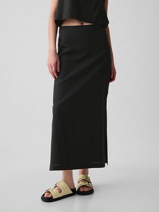 Linen-Blend Maxi Skirt