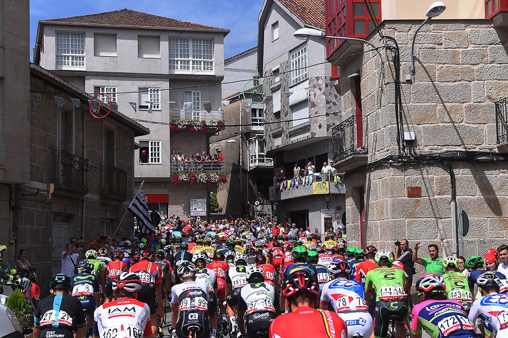 The peloton in action during stage 7 at the Vuelta