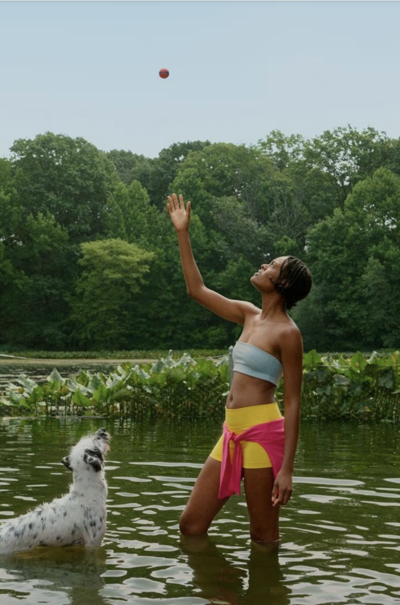 models wearing new Outdoor Voices gear in various recreational activities