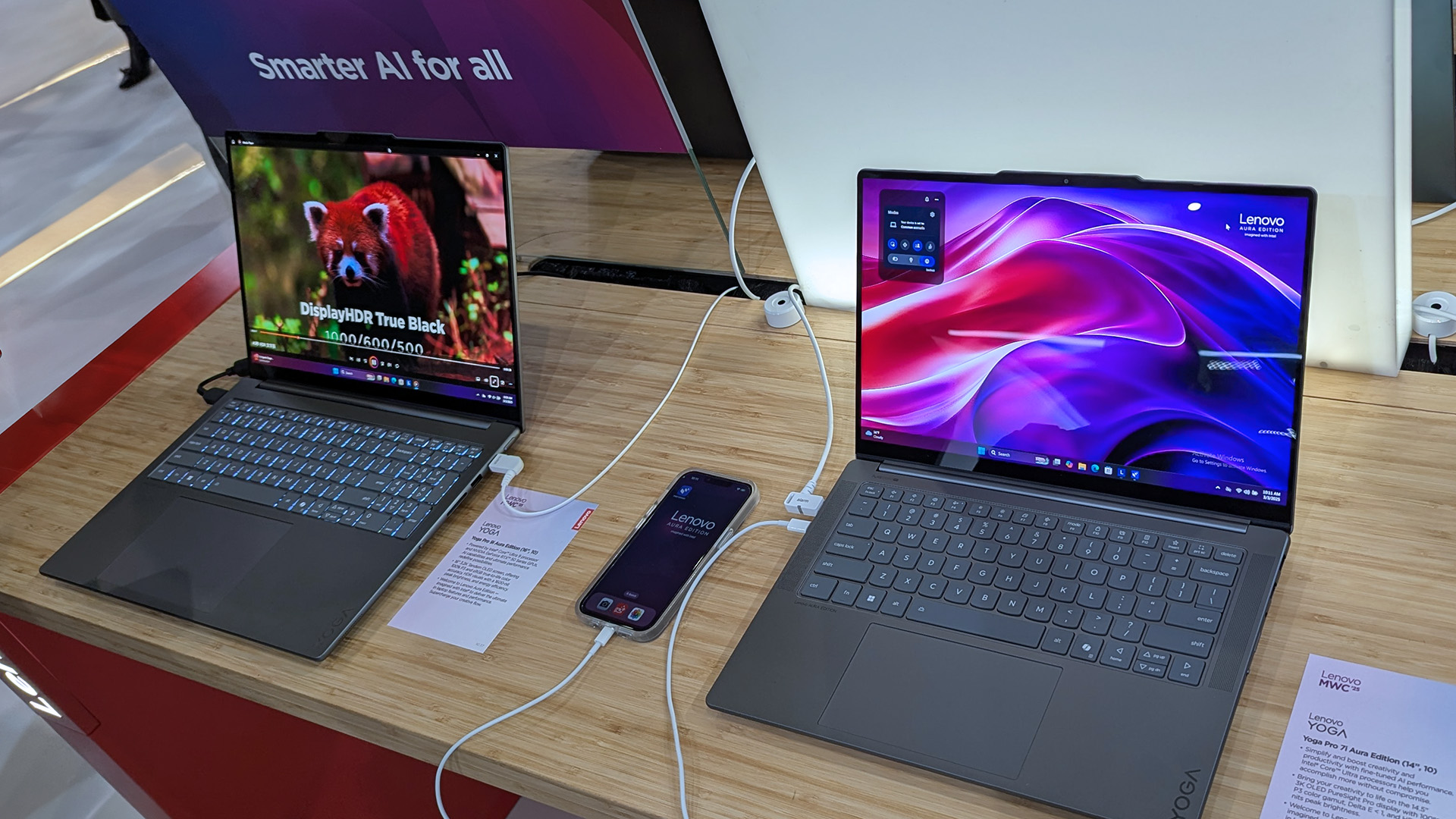 Lenovo Yoga Pro 7i and 9i Aura Edition laptops at MWC Barcelona 2025.