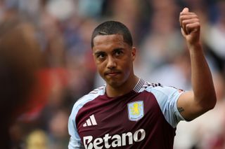 Youri Tielemans of Aston Villa gives a thumbs-up during the match against Fulham, May 2025.