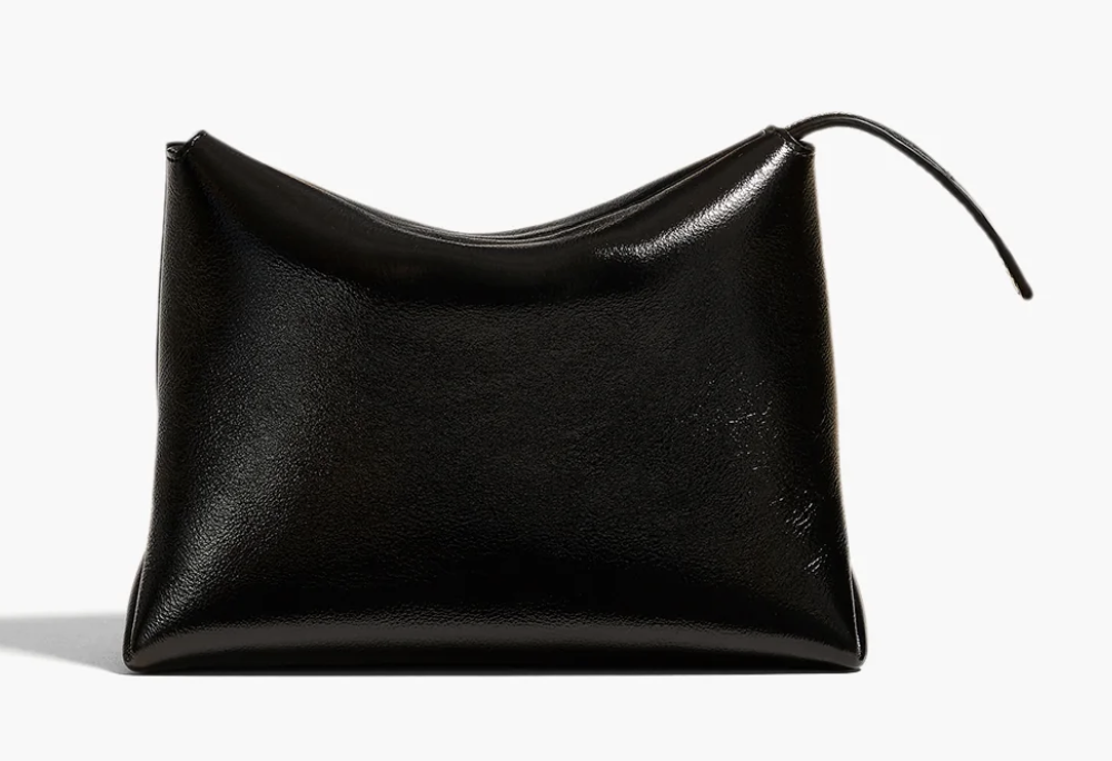 Khaite, Lina Pochette in Black Crackle Patent Leather
