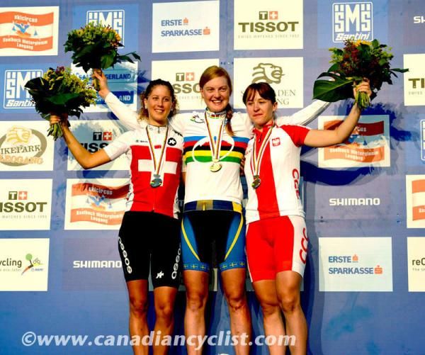 The women's eliminator podium Jolanda Neff, Alexandra Engen, Aleksandra Dawidowicz