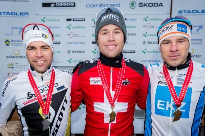 Swiss cross nats podium: Marcel Wildhaber, Lukas Flueckiger, Simon Zahner