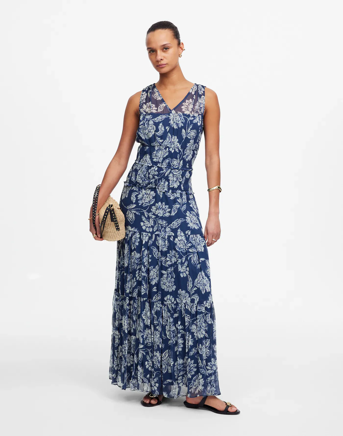 Madewell, Sheer V-Neck Maxi Dress in Floral