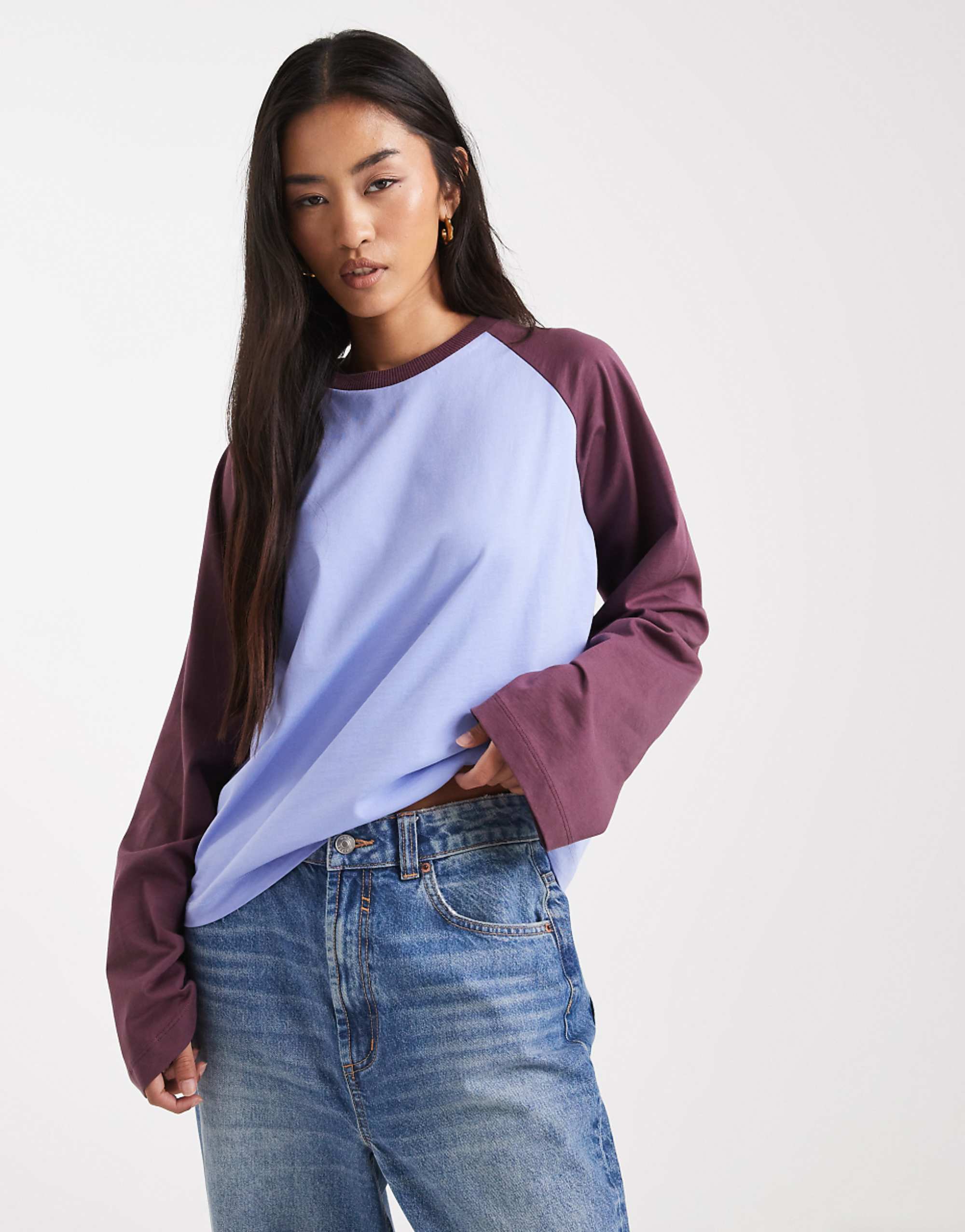 Collusion Oversized Raglan T-Shirt in Choc Blue